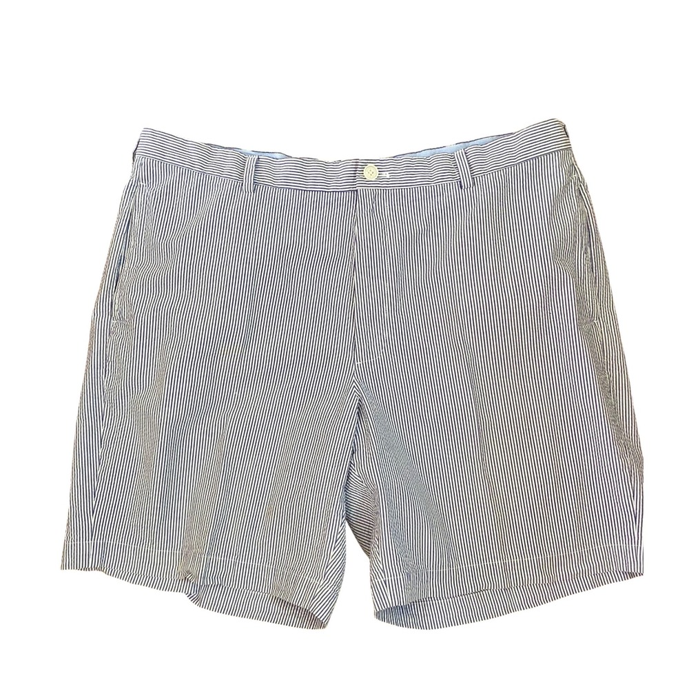 Brooks Brothers 346 Mens Blue White Seersucker Striped Shorts Cotton W42